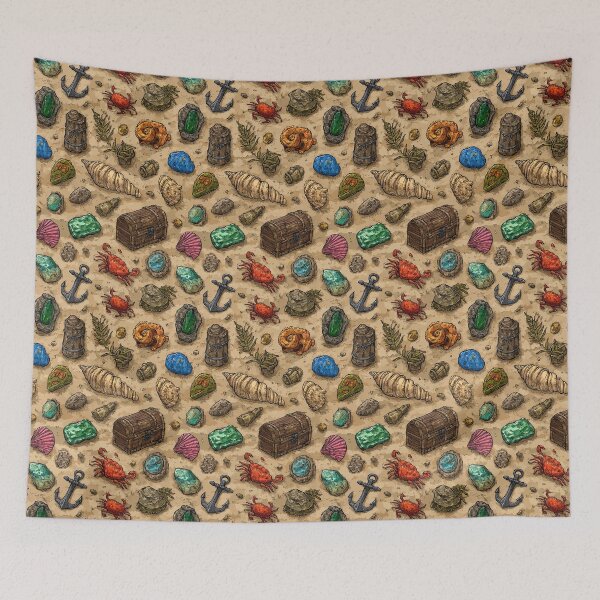 Item preview, Vintage Seashells and Treasure Chest Sketch designed and sold by Piotrek0001.