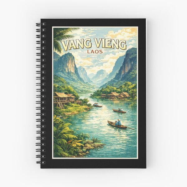 Item preview, vang vieng laos travel trip brushstroke vang vieng souvenir designed and sold by 3INEKMIZAN.