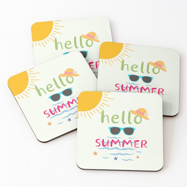 Item preview, Hello Summer Bright Beach Vibes Design – Fun Sun, Sunglasses & Ocean Illustration designed and sold by DearPrint.