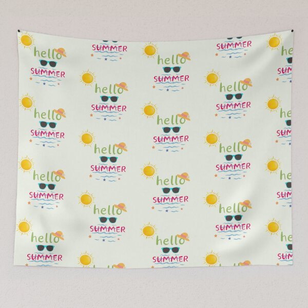 Item preview, Hello Summer Bright Beach Vibes Design – Fun Sun, Sunglasses & Ocean Illustration designed and sold by DearPrint.