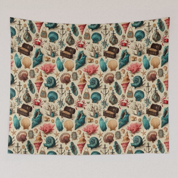Item preview, Teal Anchor and Red Crab Nautical Pattern designed and sold by Piotrek0001.
