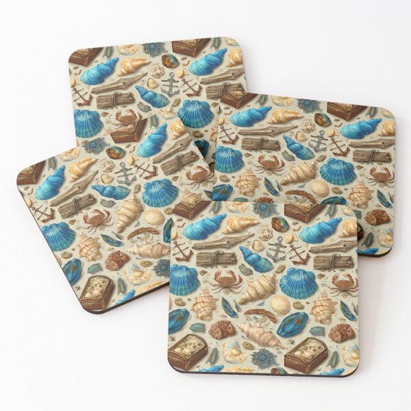 Item preview, Blue Shells and Crab on Vintage Paper designed and sold by Piotrek0001.
