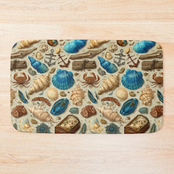 Item preview, Blue Shells and Crab on Vintage Paper designed and sold by Piotrek0001.