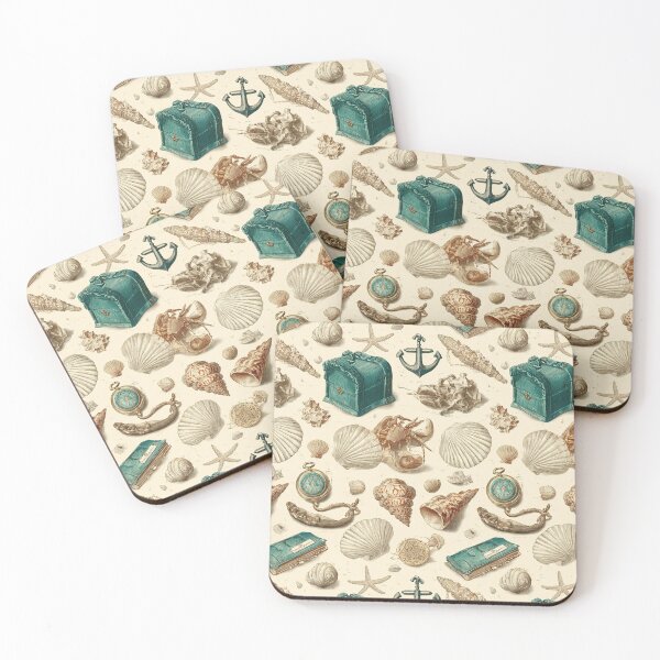 Item preview, Teal Treasure Chest and Seashells Art designed and sold by Piotrek0001.