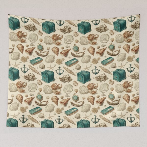 Item preview, Teal Treasure Chest and Seashells Art designed and sold by Piotrek0001.