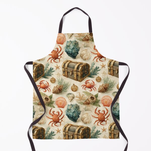 Item preview, Red Crab and Chests Vintage Marine Art designed and sold by Piotrek0001.