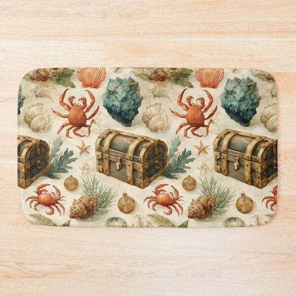 Item preview, Red Crab and Chests Vintage Marine Art designed and sold by Piotrek0001.