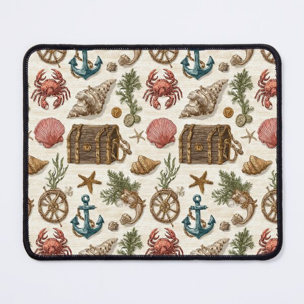 Item preview, Red Crab and Chest Nautical Illustration designed and sold by Piotrek0001.