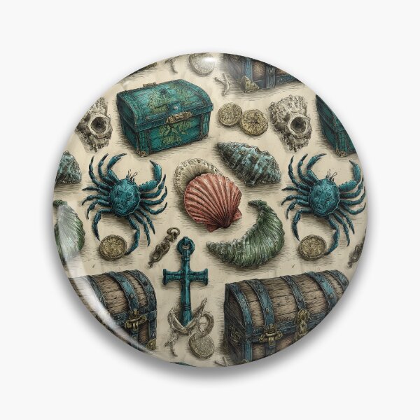 Item preview, Teal Crab Chest and Anchor on Vintage Paper designed and sold by Piotrek0001.