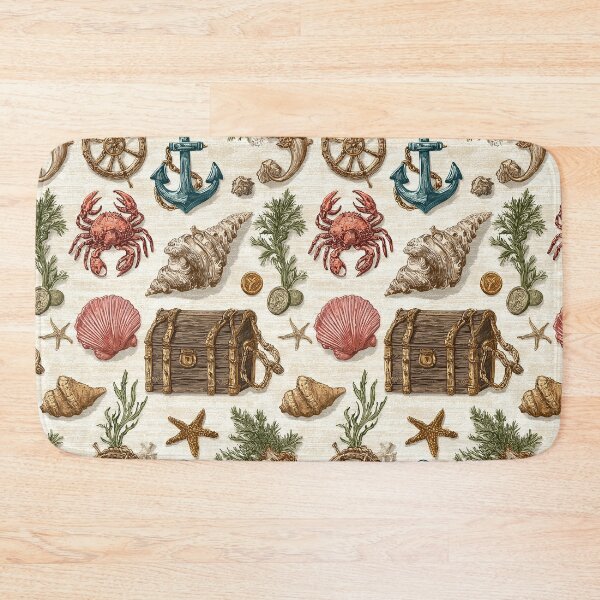 Item preview, Red Crab and Chest Nautical Illustration designed and sold by Piotrek0001.