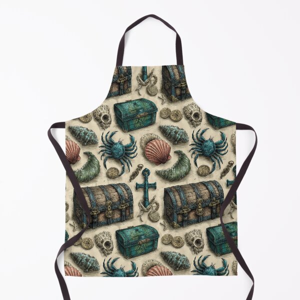 Item preview, Teal Crab Chest and Anchor on Vintage Paper designed and sold by Piotrek0001.