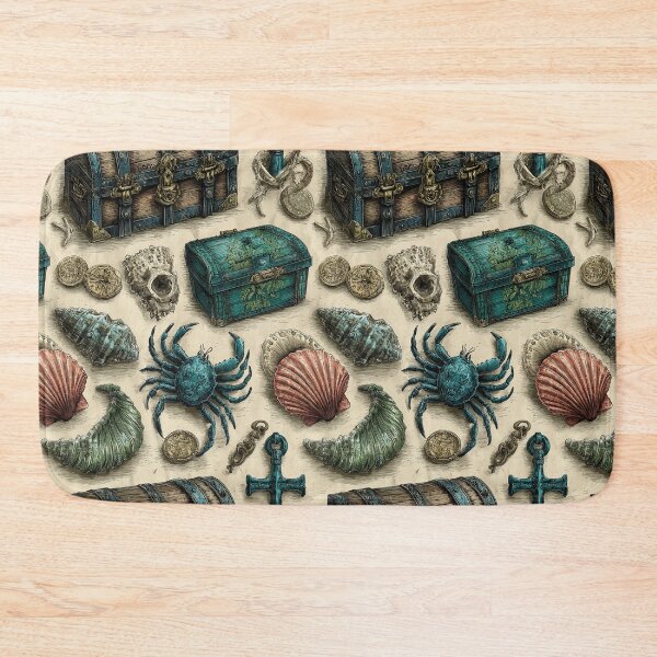 Item preview, Teal Crab Chest and Anchor on Vintage Paper designed and sold by Piotrek0001.