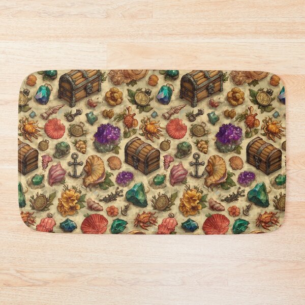Item preview, Colorful Seashells and Pirate Chests Pattern designed and sold by Piotrek0001.