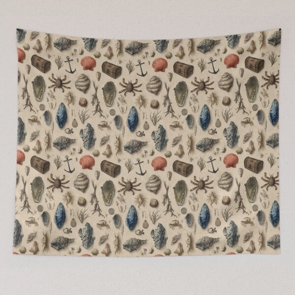 Item preview, Grey Shells Chest and Anchor on Beige designed and sold by Piotrek0001.
