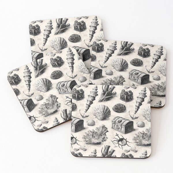 Item preview, Black and White Nautical Shells and Chest designed and sold by Piotrek0001.