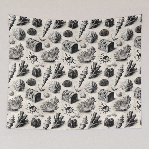 Item preview, Black and White Nautical Shells and Chest designed and sold by Piotrek0001.