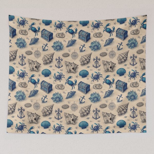 Item preview, Blue Crabs Shells and Anchor Nautical Art designed and sold by Piotrek0001.