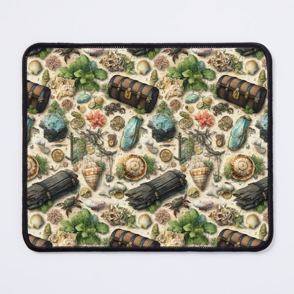 Item preview, Green Glass Chest and Shells Illustration designed and sold by Piotrek0001.