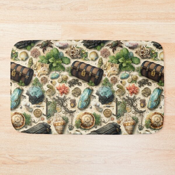 Item preview, Green Glass Chest and Shells Illustration designed and sold by Piotrek0001.