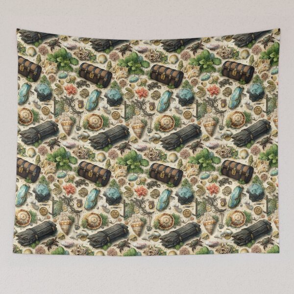 Item preview, Green Glass Chest and Shells Illustration designed and sold by Piotrek0001.