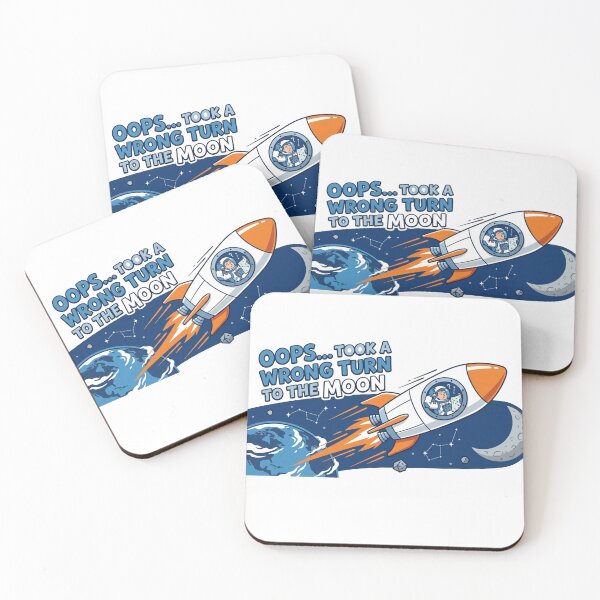 Item preview, Wrong Turn to the Moon – Funny Artemis II Rocket Design designed and sold by Quiet Mode Studio.