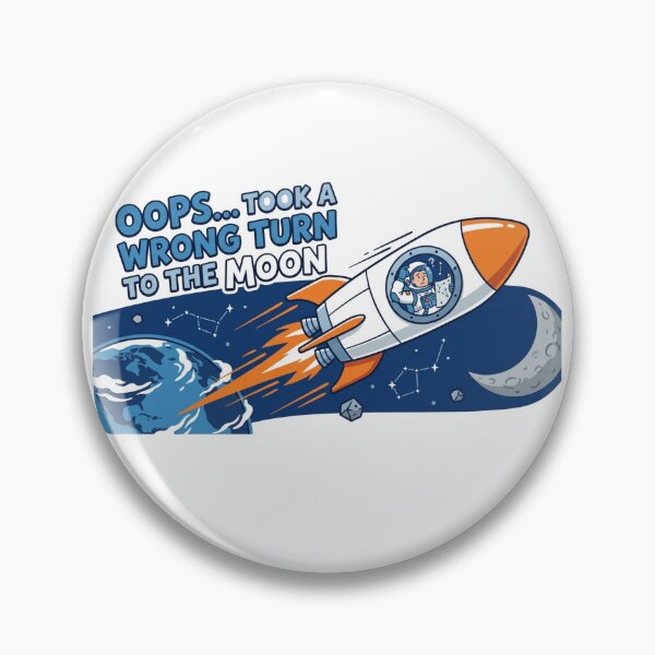 Item preview, Wrong Turn to the Moon – Funny Artemis II Rocket Design designed and sold by Quiet Mode Studio.