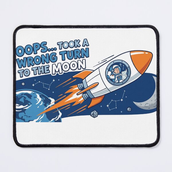 Item preview, Wrong Turn to the Moon – Funny Artemis II Rocket Design designed and sold by Quiet Mode Studio.