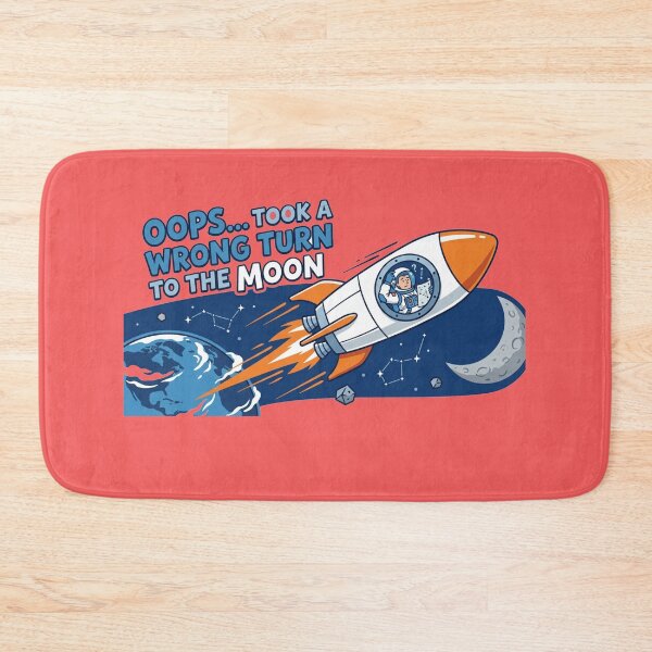 Item preview, Wrong Turn to the Moon – Funny Artemis II Rocket Design designed and sold by Quiet Mode Studio.