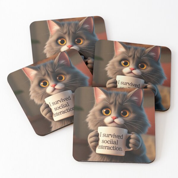 Item preview,  Funny Introvert Cat I Survived Social Interaction Cute Kawaii Cat Relatable Humor Design designed and sold by Tpac-goods.