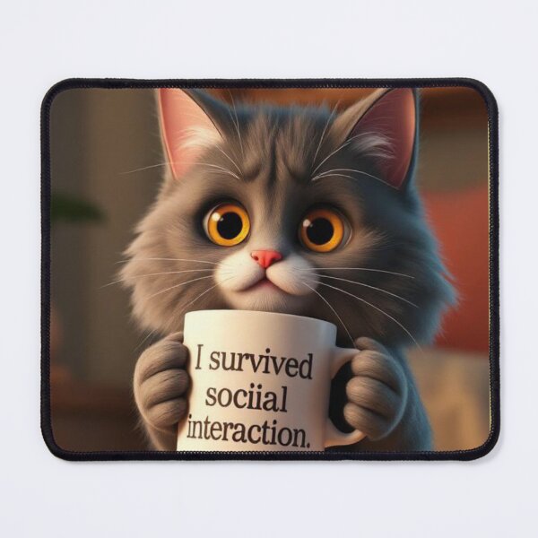 Item preview, Funny Introvert Cat I Survived Social Interaction Cute Kawaii Cat Relatable Humor Design designed and sold by Tpac-goods.