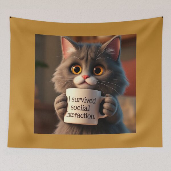 Item preview,  Funny Introvert Cat I Survived Social Interaction Cute Kawaii Cat Relatable Humor Design designed and sold by Tpac-goods.