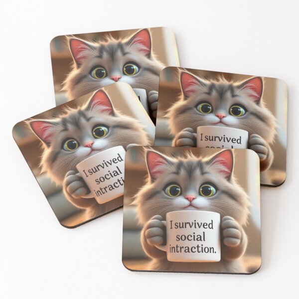 Item preview,  Funny Introvert Cat I Survived Social Interaction Cute Kawaii Cat Relatable Humor Design designed and sold by Tpac-goods.