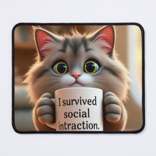 Item preview, Funny Introvert Cat I Survived Social Interaction Cute Kawaii Cat Relatable Humor Design designed and sold by Tpac-goods.