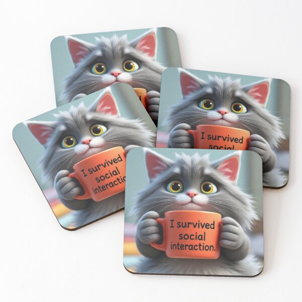 Item preview, Funny Introvert Cat I Survived Social Interaction Cute Kawaii Cat Relatable Humor Design designed and sold by Tpac-goods.