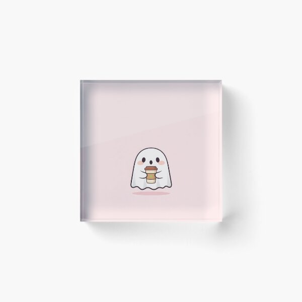 Item preview, Cute Ghost Holding Coffee Kawaii Cartoon Spooky Cozy Mood designed and sold by MysticMarble.