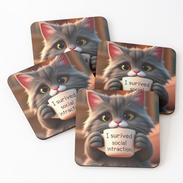 Item preview,  Funny Introvert Cat I Survived Social Interaction Cute Kawaii Cat Relatable Humor Design designed and sold by Tpac-goods.