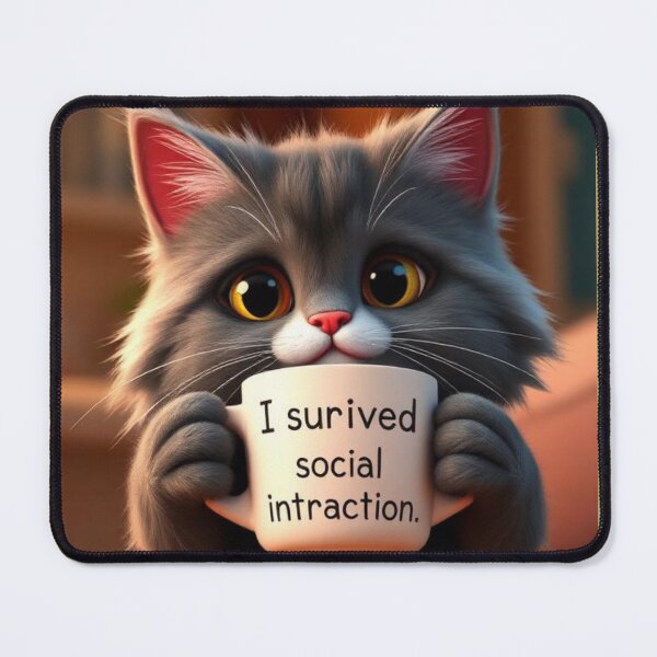 Item preview, Funny Introvert Cat I Survived Social Interaction Cute Kawaii Cat Relatable Humor Design designed and sold by Tpac-goods.