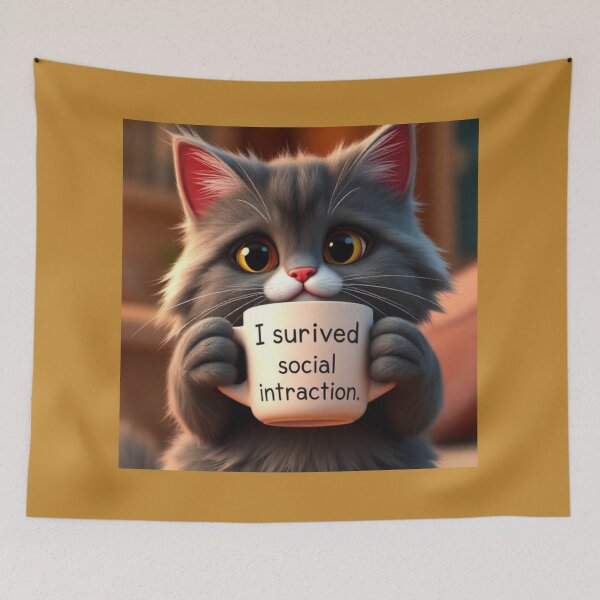 Item preview,  Funny Introvert Cat I Survived Social Interaction Cute Kawaii Cat Relatable Humor Design designed and sold by Tpac-goods.