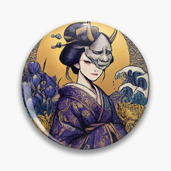 Item preview, Japanese Oni Mask Geisha Aesthetic Sticker | Vintage Ukiyo-e Style Art designed and sold by Sticker Hubs.