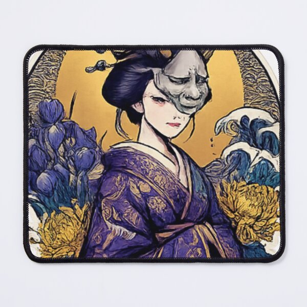Item preview, Japanese Oni Mask Geisha Aesthetic Sticker | Vintage Ukiyo-e Style Art designed and sold by Sticker Hubs.