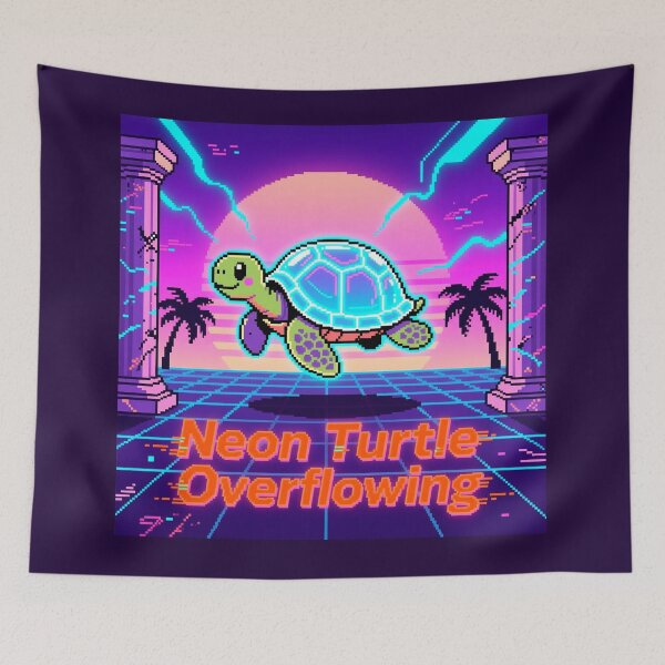 Item preview, Neon Turtle Overflowing Vaporwave Poster designed and sold by Arte-Excellency.