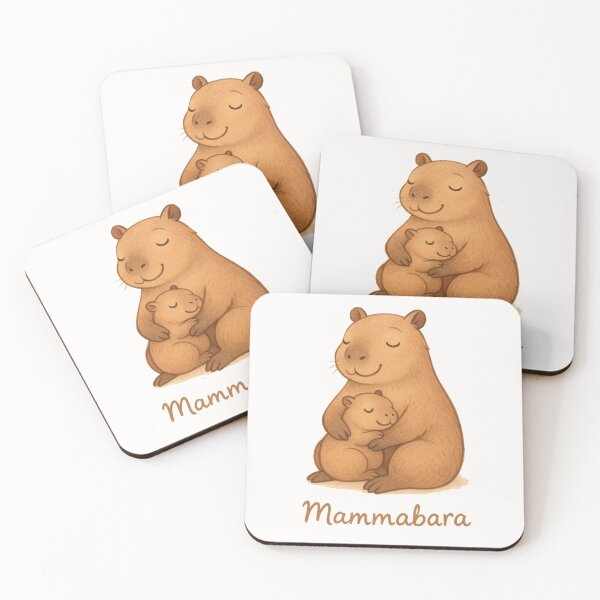 Item preview, Mammabara – Cute Minimal Capybara Mom and Baby Illustration designed and sold by Graphicarium Shop.