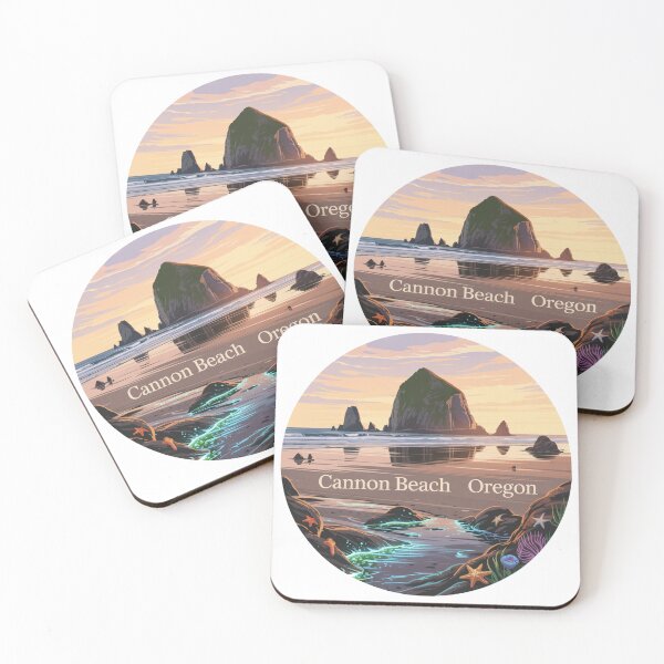 Item preview, Cannon Beach Oregon: Tide Pools Rock Sunset Art designed and sold by CircinusStore.