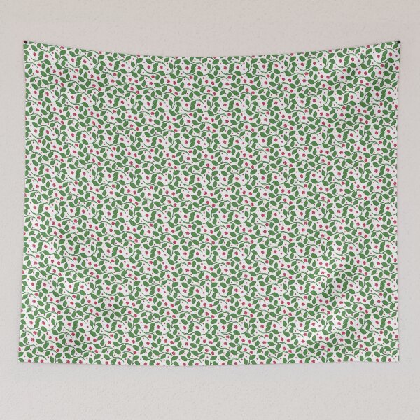 Artikelvorschau, Rotes Blumenblattmuster, dunkles botanisches Nahtloses Design, grüne Blätter mit roten Blüten, ästhetischer Naturdruck, Allover-Muster entworfen und verkauft von HopeAndHustle.