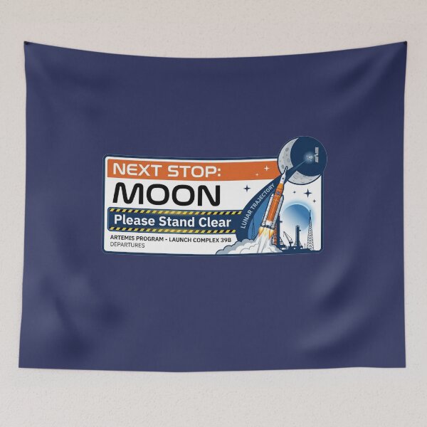 Item preview, Next Stop Moon – Artemis II Transit Style Design designed and sold by Quiet Mode Studio.