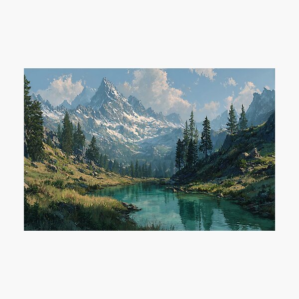 Item preview, Dragon Mountain Snow Peaks Forest Art designed and sold by GrinGalore.