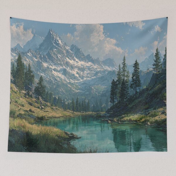 Item preview, Dragon Mountain Snow Peaks Forest Art designed and sold by GrinGalore.
