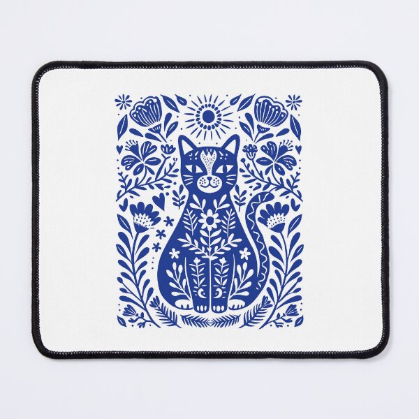 Item preview, Whimsical Folk Art Cat Floral Sun Design designed and sold by AntiqueImages.