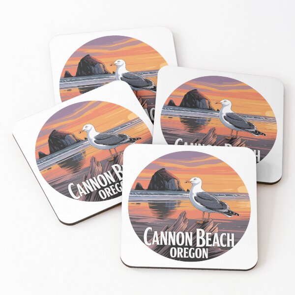 Item preview, Cannon Beach Oregon: Seagull Haystack Rock Sunset Art designed and sold by CircinusStore.