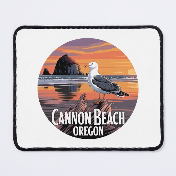 Item preview, Cannon Beach Oregon: Seagull Haystack Rock Sunset Art designed and sold by CircinusStore.